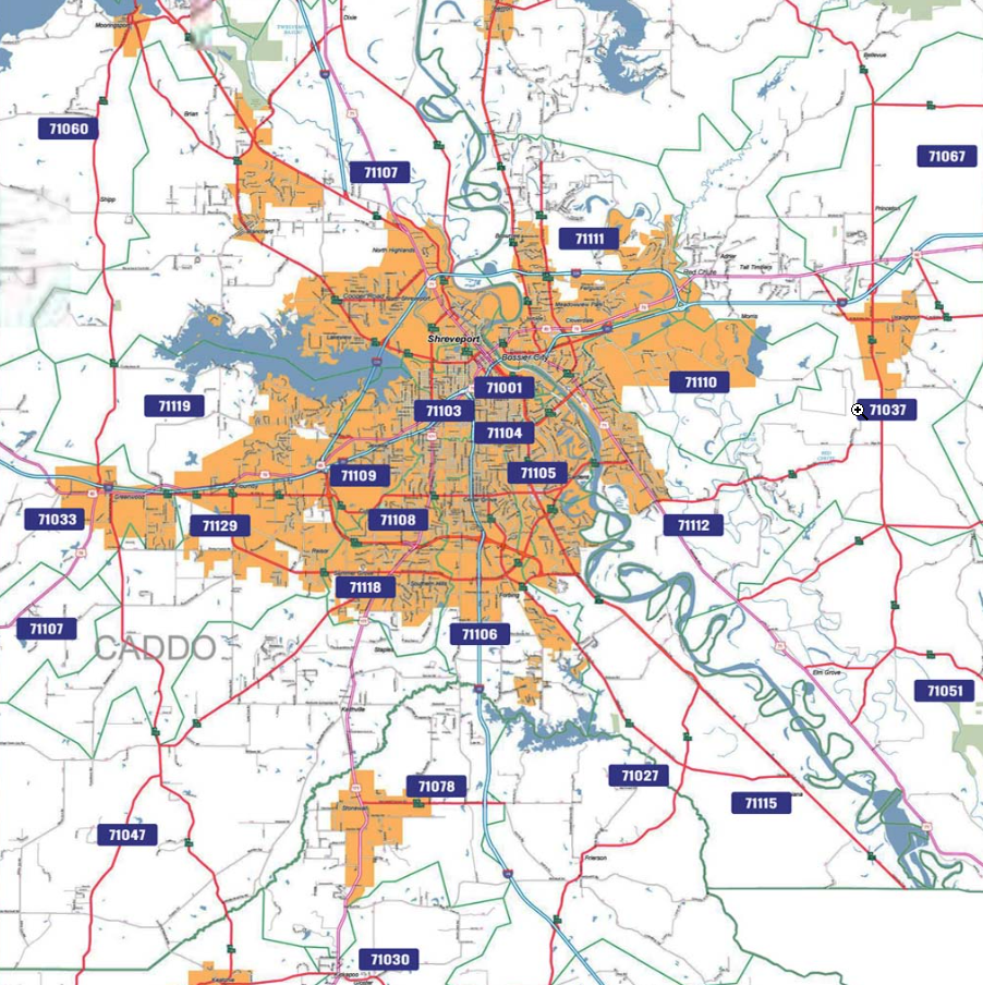 Shreveport Bossier NWLA Remodeling service area map